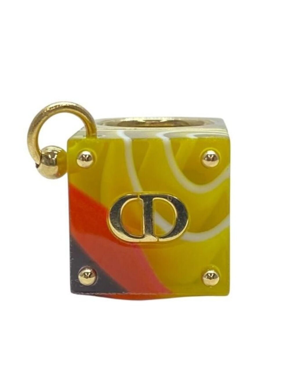 Christian Dior Sorbet Ring Accessories CD Logo Metal Plastic Yellow - Picture 1 of 8